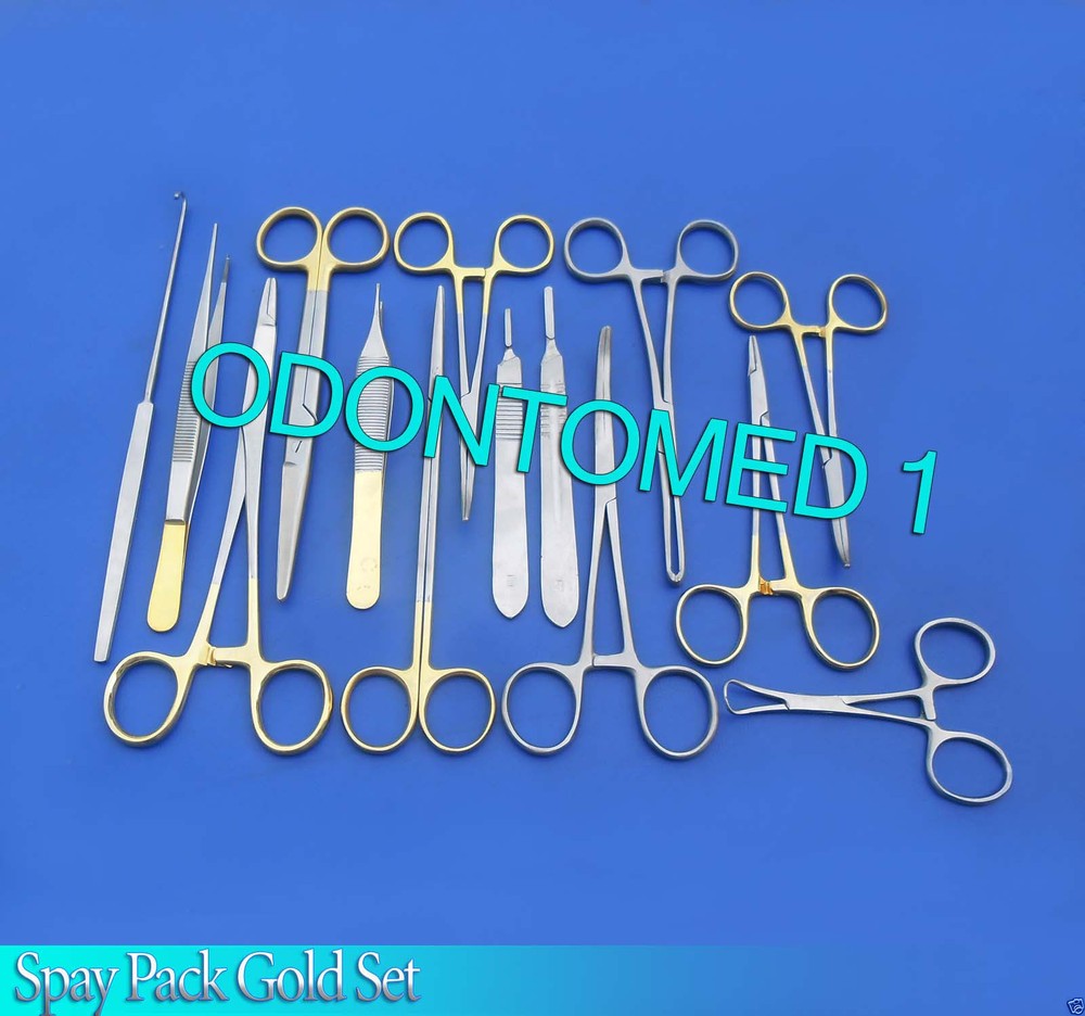 21 Pieces Spay Pack Gold Set Surgical Instruments, DS-1067