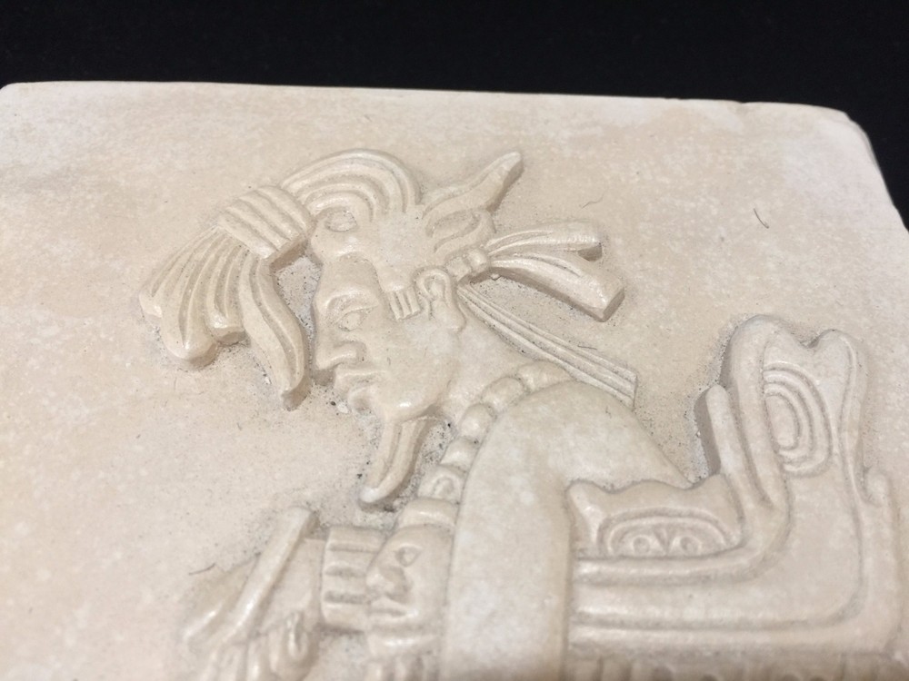 Vintage Incised Vessel Art Pottery Tile, 4 1/2" x 5"