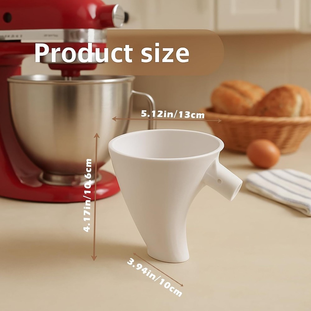 Anti Splash Flour Funnel for Stand Mixers Easy Pour Attachment Baking Essential