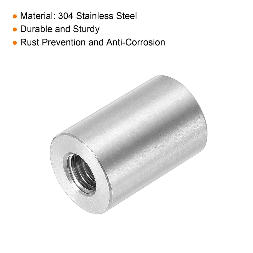 4Pcs Round Connector Nuts, M10x30x20mm Coupling Nut Sleeve Rod Bar Stud Nut