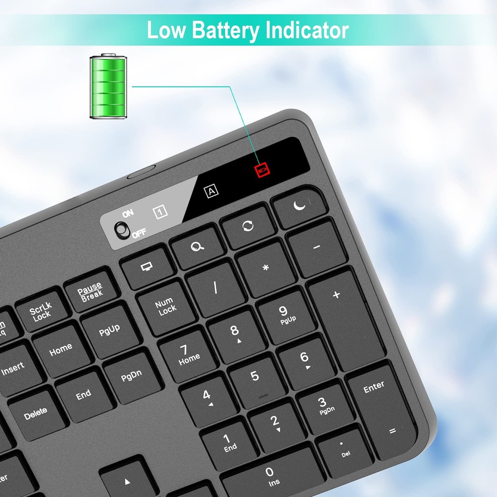 Wireless Keyboard and Mouse Combo,EarlyLit 2.4G Full-Sized Ergonomic,Cordless US