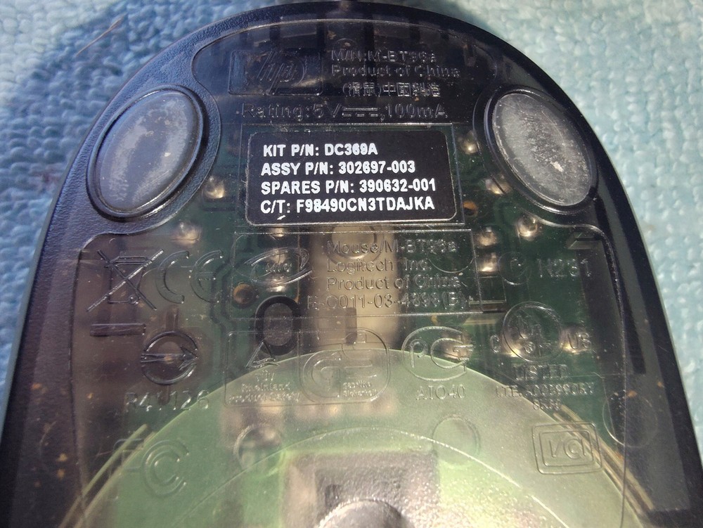 Logitech HP Black 3-Button USB Optical LED Scroll Wheel Mouse M-BT96a 501667