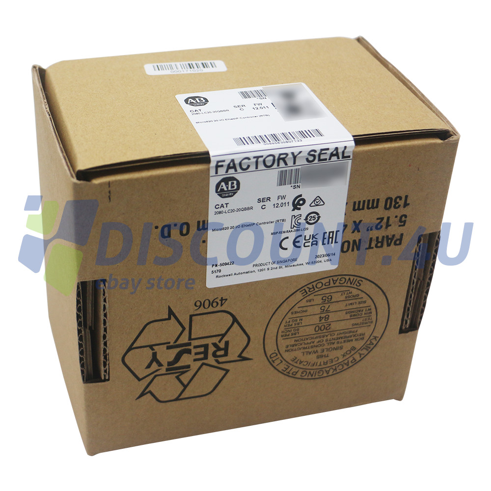 New Factory Sealed AB 2080-LC20-20QBBR / C Micro820 20 I/O ENet/IP Controller