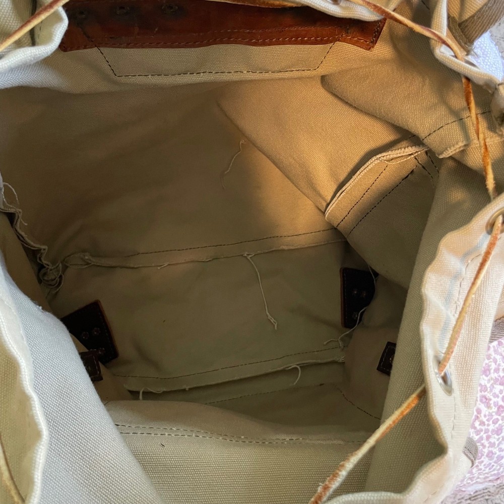 Duluth Pack Wanderer Backpack Khaki Canvas Leather Rucksack