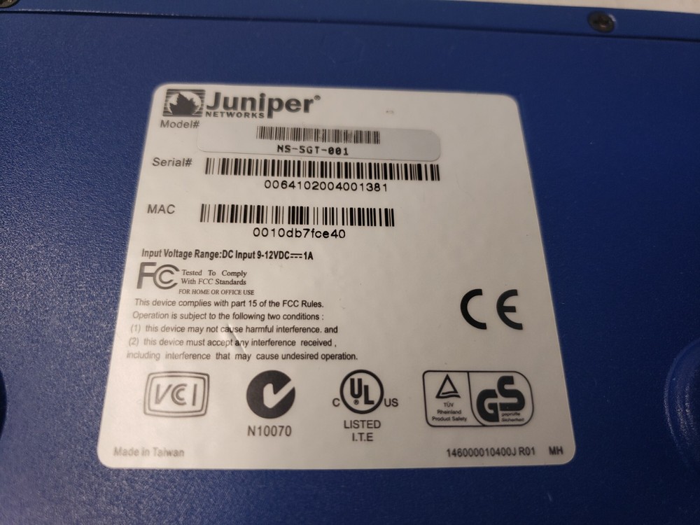 JUNIPER Networks NS-5GT-001 VPN Firewall Gateway