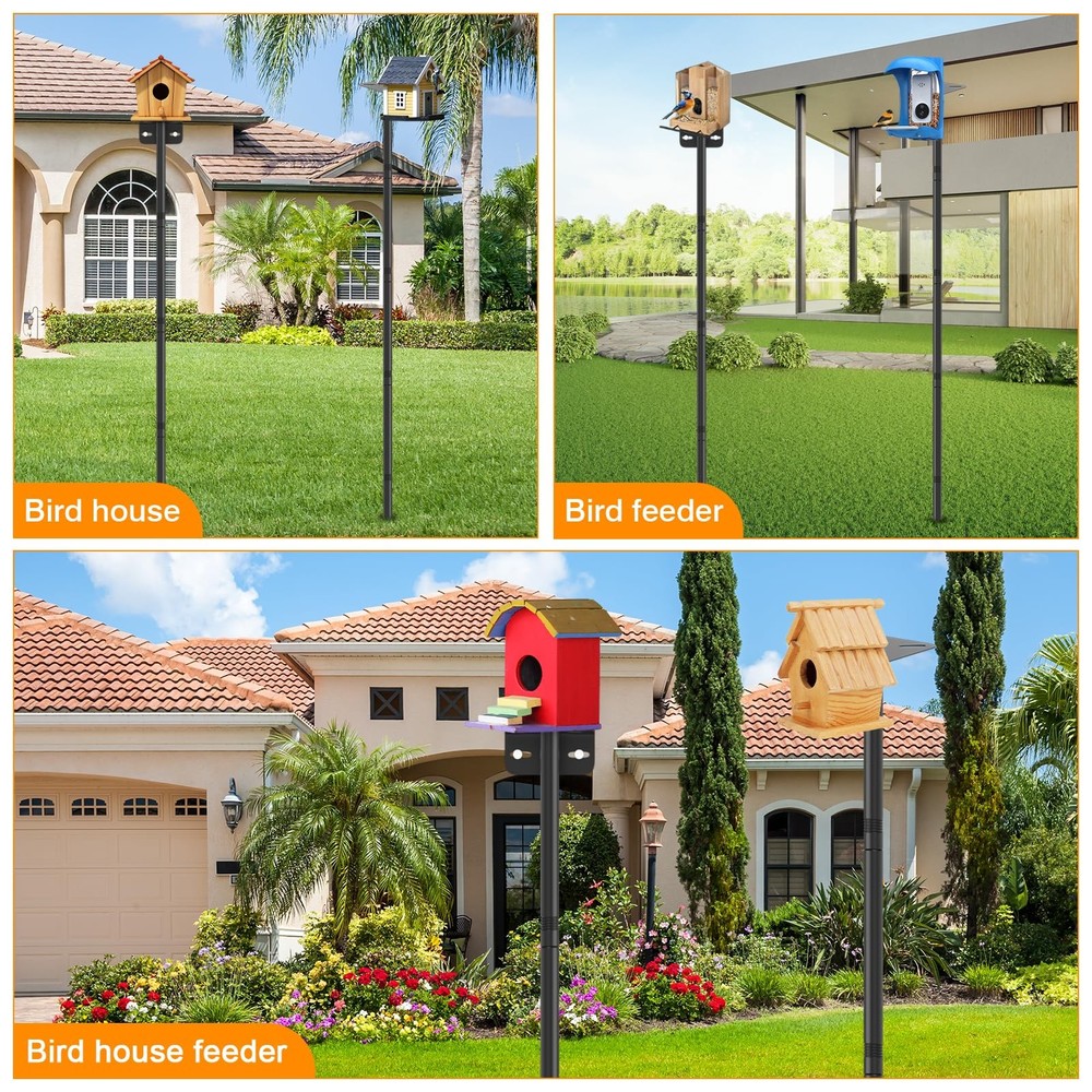 2 Pack 80 Inch Adjustable Bird Feeder Pole,Bird House Pole Suitable for Feede...
