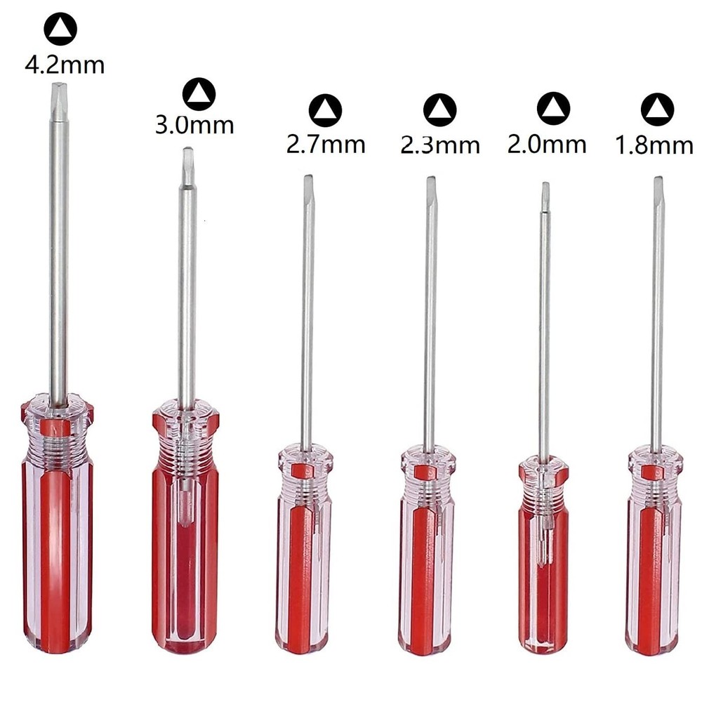 6pcs Triangle Screwdriver Set, Magnetic Bits 1.8mm Red