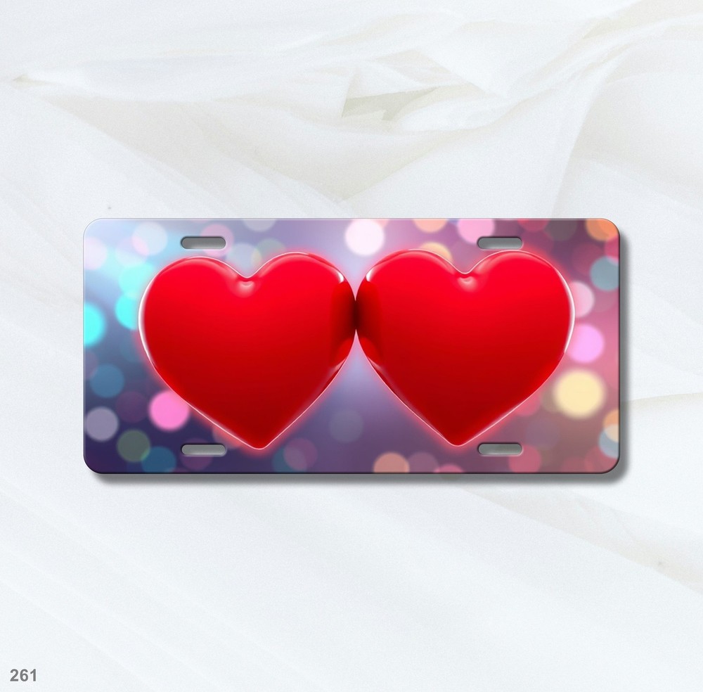 Premium Double Hearts Artwork Custom Name License Plate Editable Gift