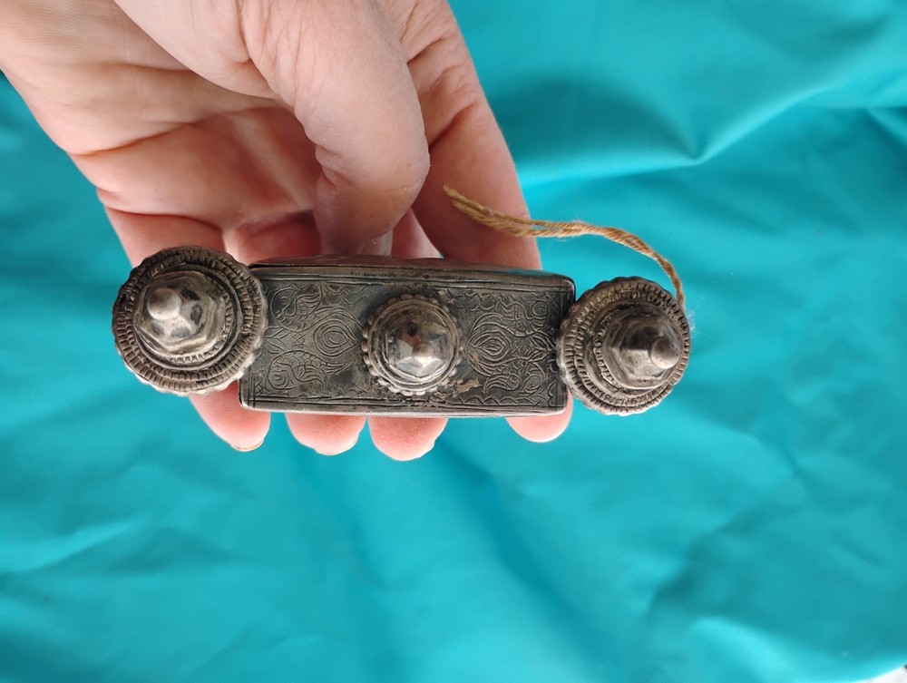 Antique Judaica Silver Scroll Amulet Holder