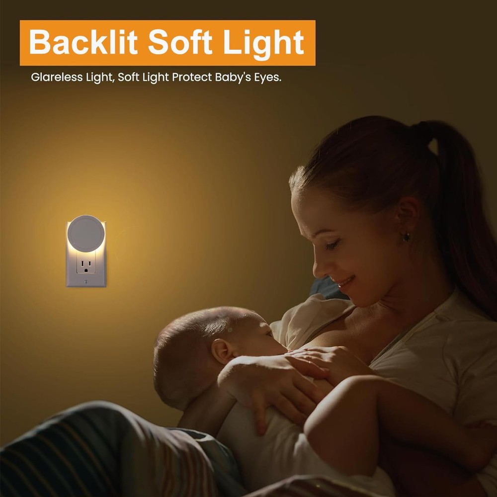 Night Lights Plug into Wall, Backlit Night Light with Light Sensor, Soft Dim ...