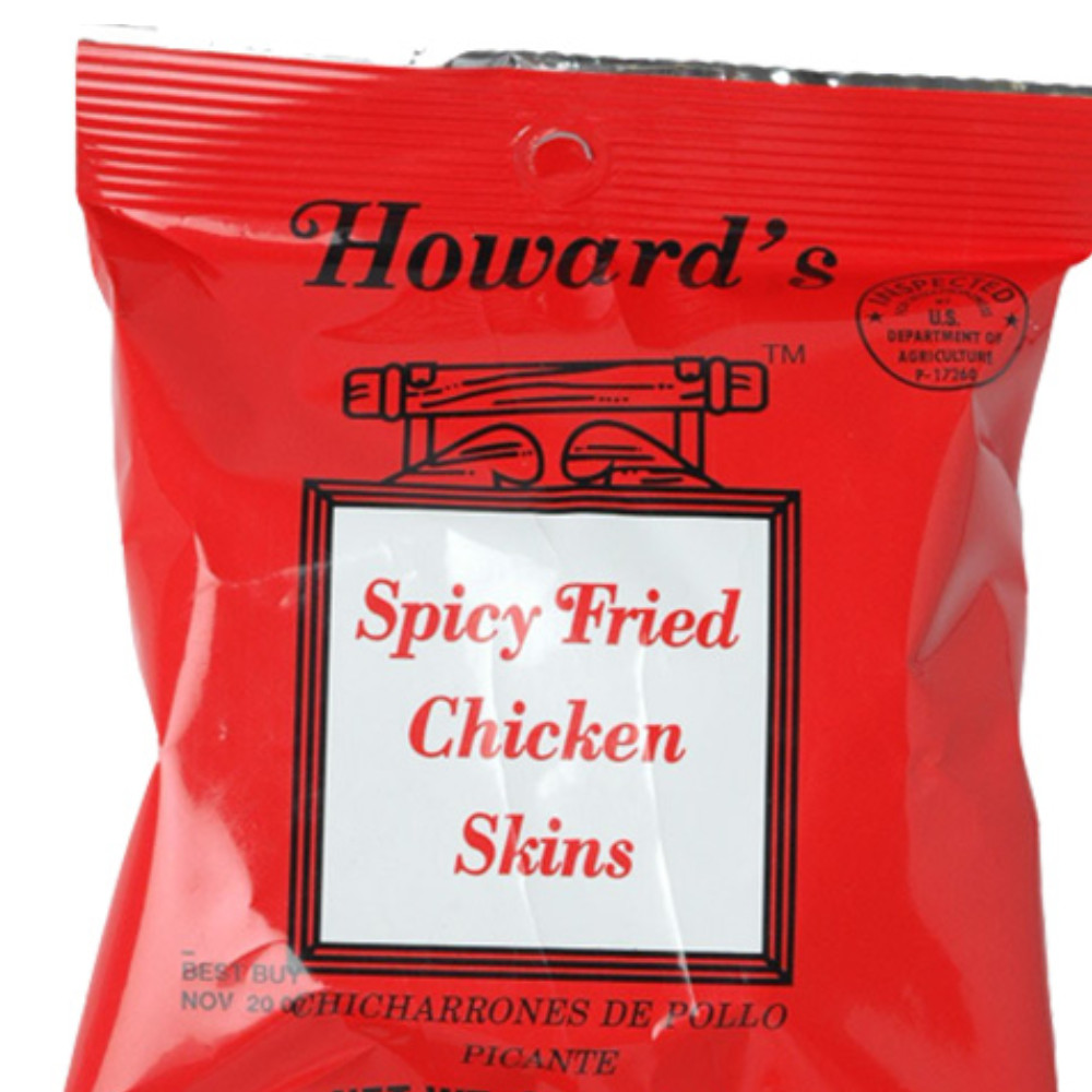 Howard's Original & Spicy | Crispy Fried Chicken Skins Chips | 24 Pack