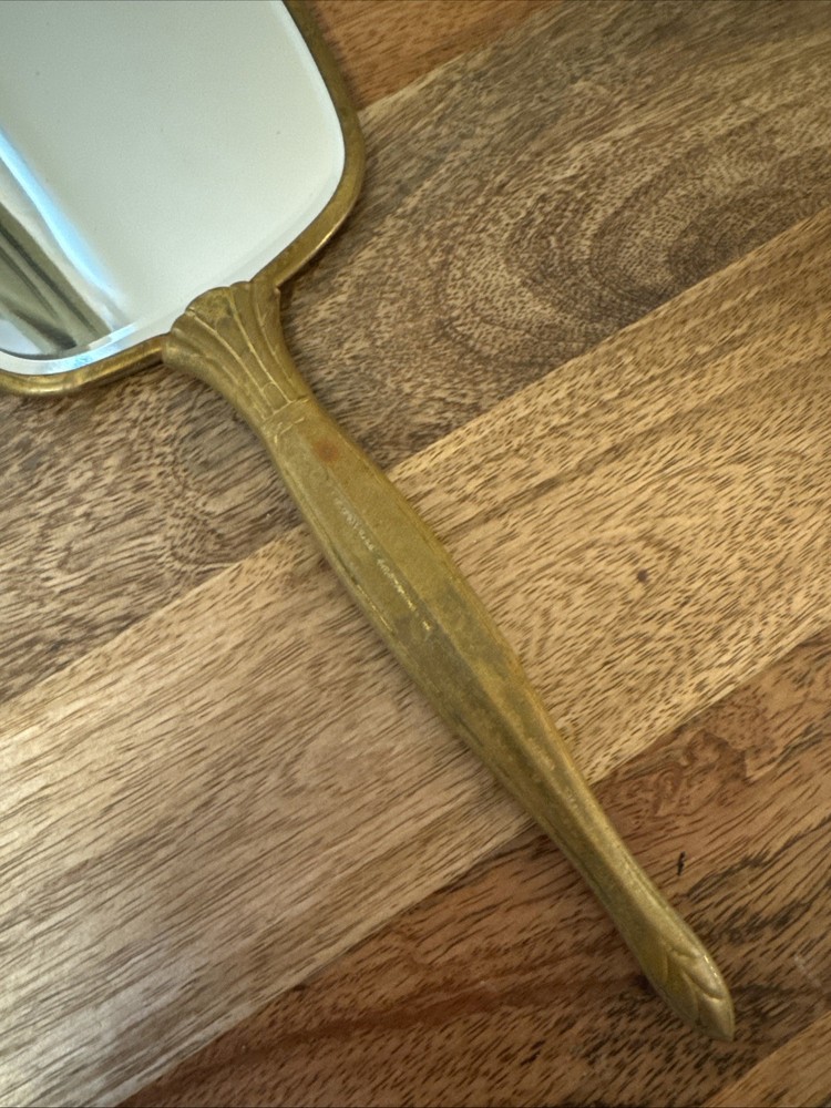 Vintage Handheld Vanity Mirror with Floral Design