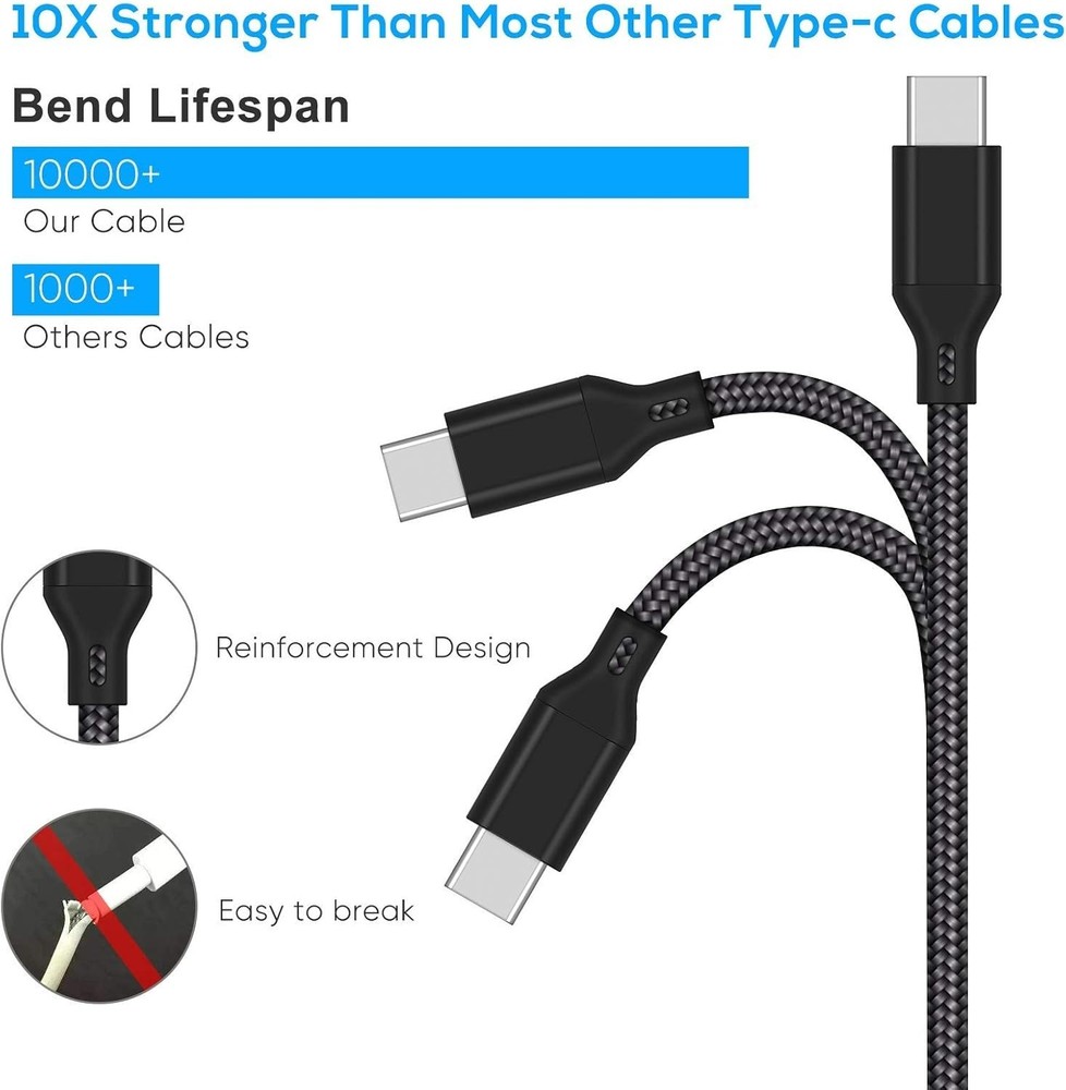 16.4FT USB Type C Charging Cable for PS5/Xbox Series Controllers - Nylon Braided