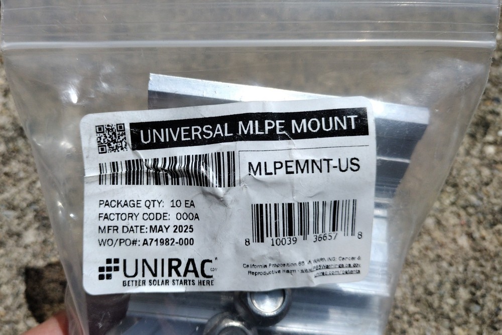 New Unirac Universal MLPE Mounting Kit, 10 pack
