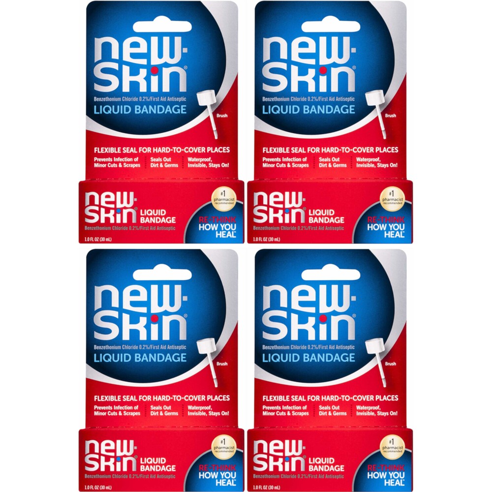 4 Pack New Skin First Aid Antiseptic Liquid Bandage 1 Fl Oz 30 Ml Each