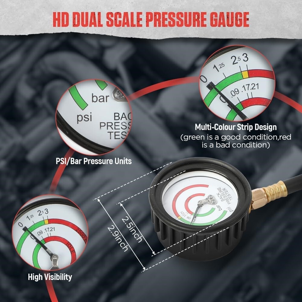 Auto Car Exhaust Back Pressure Tester Gauge Meter Diagnostic Test Tool Sensor