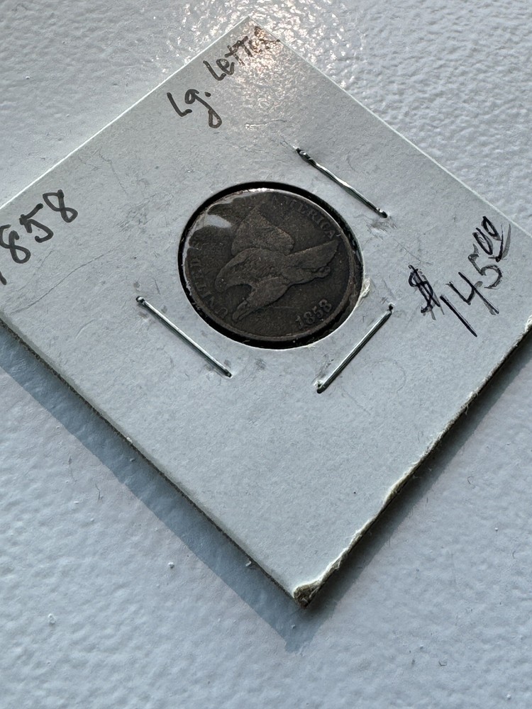 1858 VF FLYING Eagle Cent, LL Large Letters,