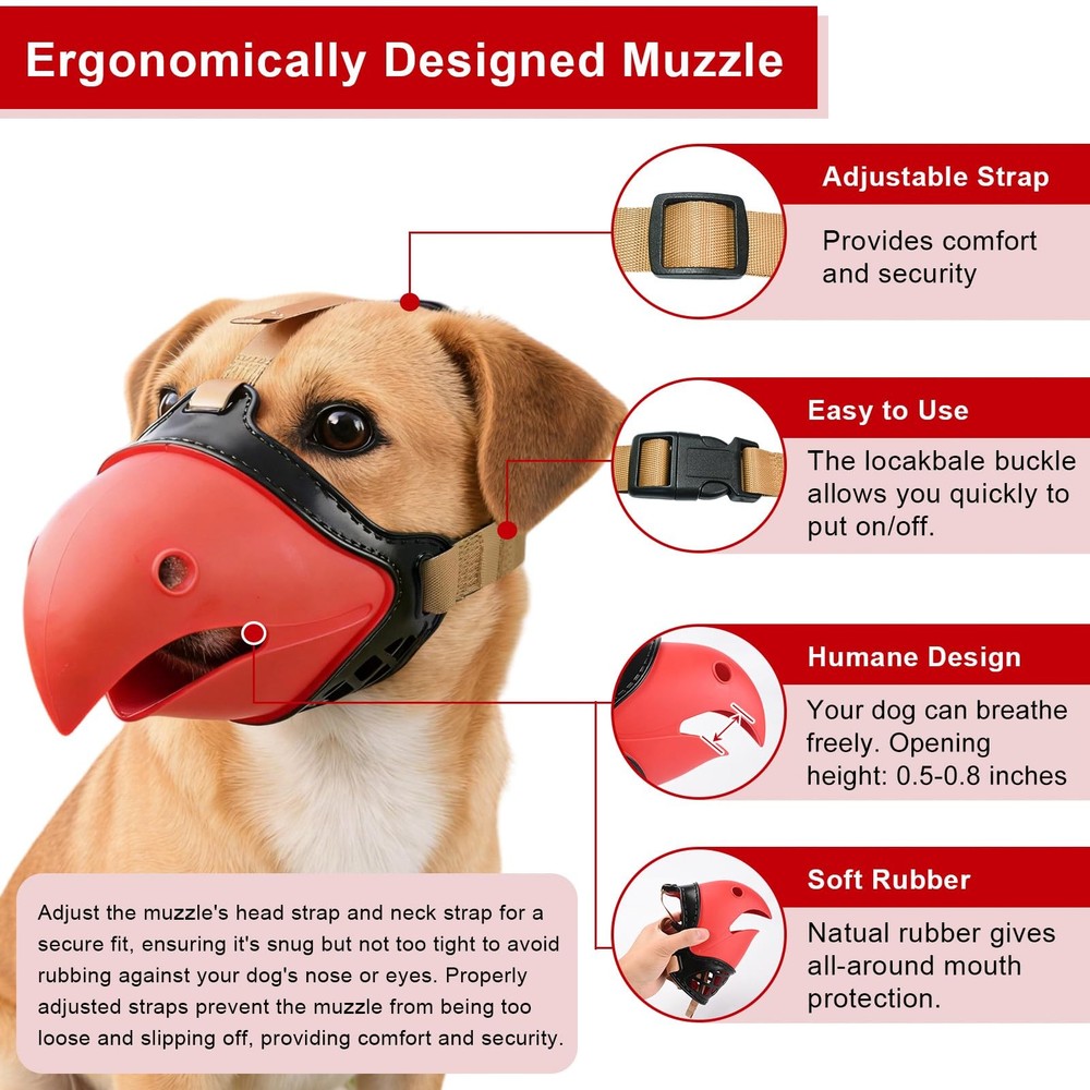 Dog Muzzle for Large & Medium Sized Dogs, Bite Proof & Anti Licking - Soft TP...