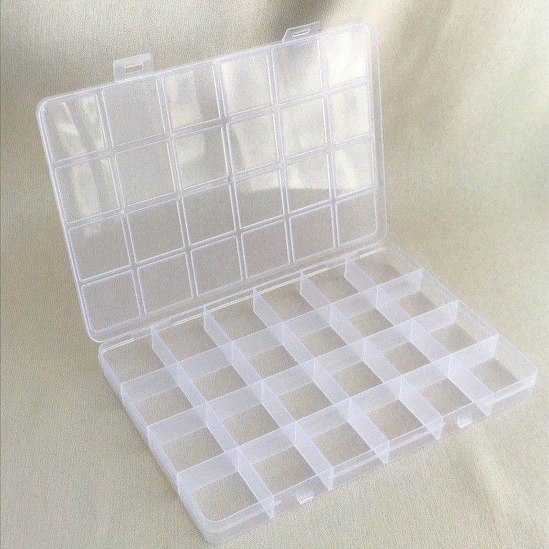 Practical 24 Grid Compartment Plastic Transparent Jewelry Earring Storage Box