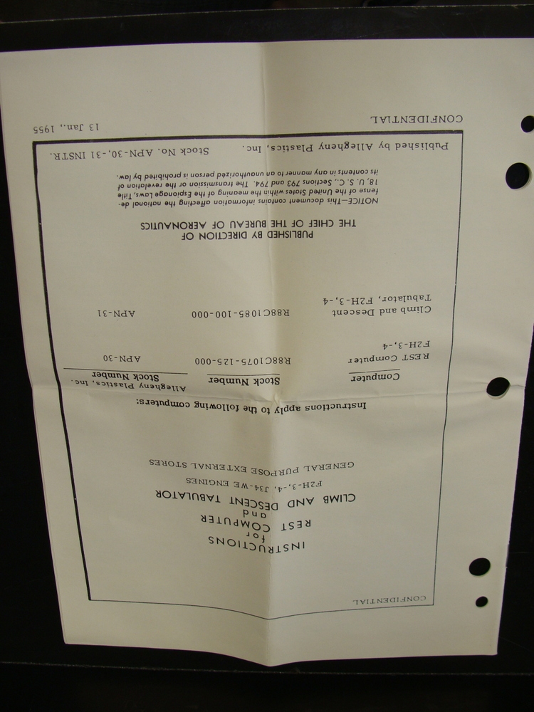 US NAVY AIR NAVIGATION JET CLIMB & DESCENT COMPUTER