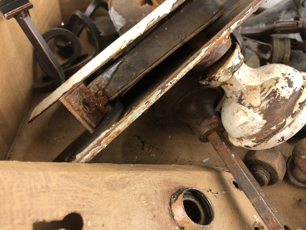 12 Pounds Mixed Miscellaneous Old Hardware Metal Stuff Locks Hooks Wheels Pulls