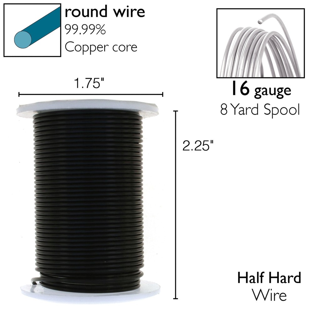 BeadSmith Black 16 Gauge Craft Wire Elements - 8 Yard Spool
