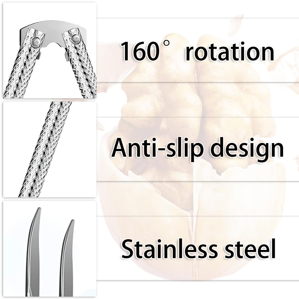 Nut Cracker Tool,Stainless Steel Crackers for All Nuts Medium, Silver
