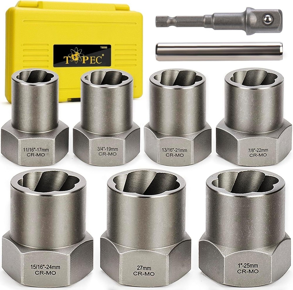 Bolt Extractor Kit 9PC 1/2" Drive Deep Bolt Extractor Socket Set Lug Nut Remover
