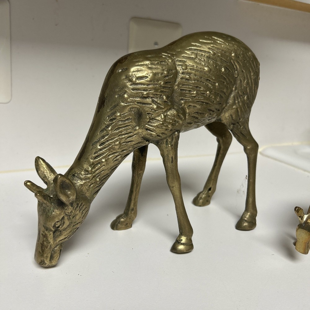 3 Brass Deer figurines 7.5" 4" 4"