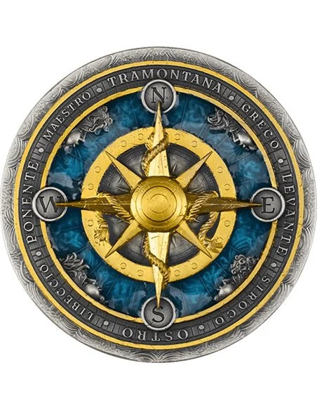 COMPASS ROSE 2 Oz Silver Coin 5$ Niue 2026