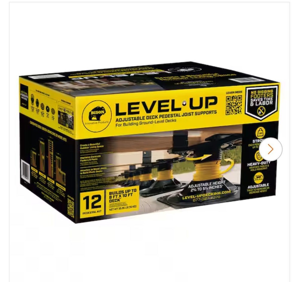 Bison Level.Up System Adjustable Deck Pedestal Joist Support,12-Pedestal Kit
