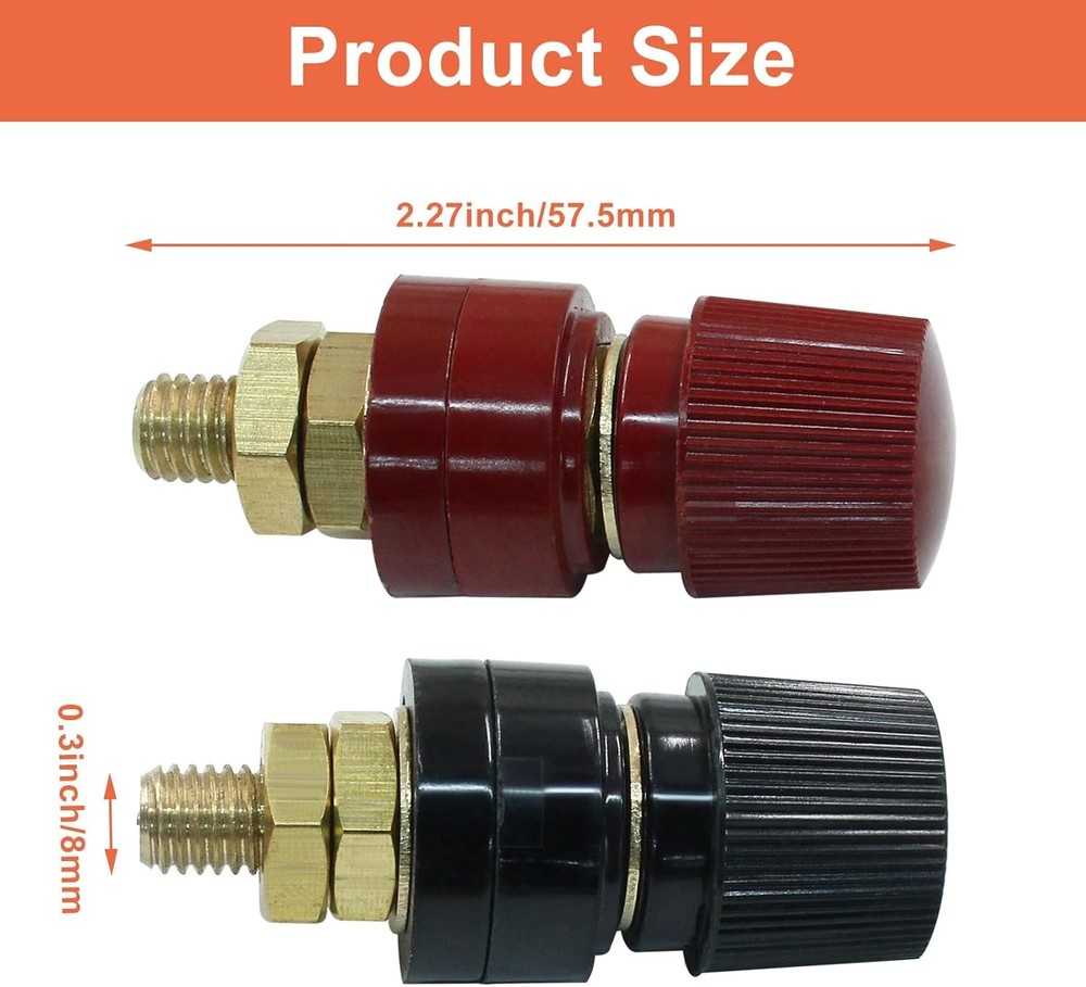 Remote battery terminal studs kit with red and black posts for power connection