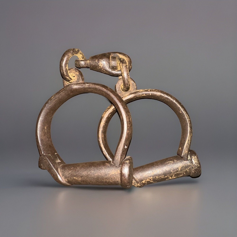 Vintage Pair Wrought Iron Handcuffs