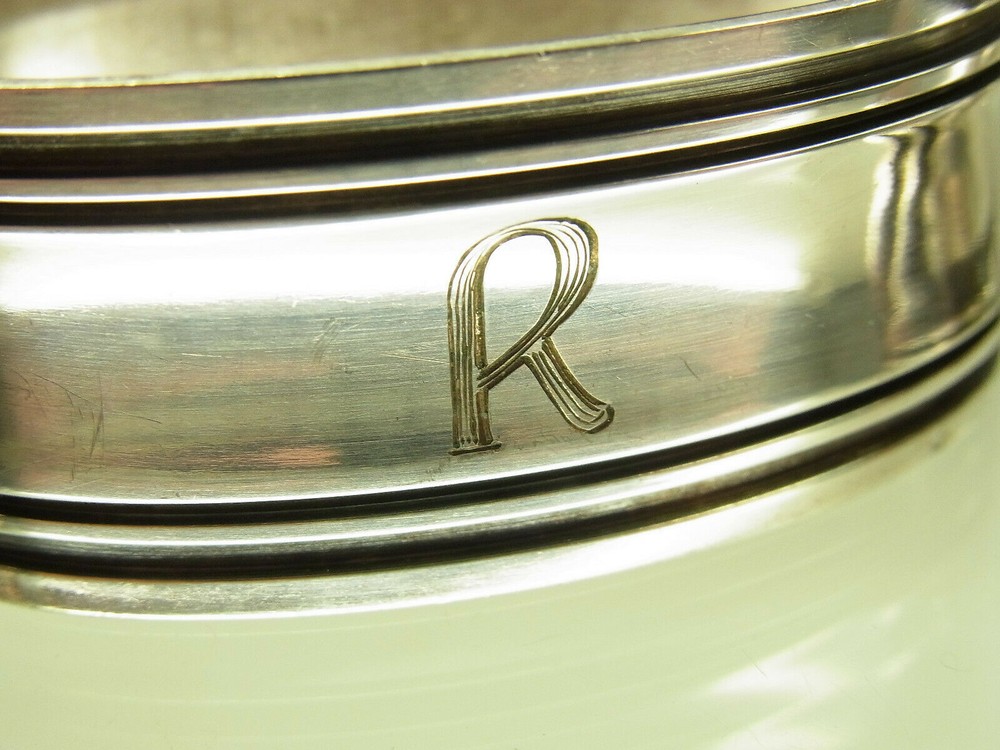 Vintage German 835 Silver Napkin Ring "R" initial engraving
