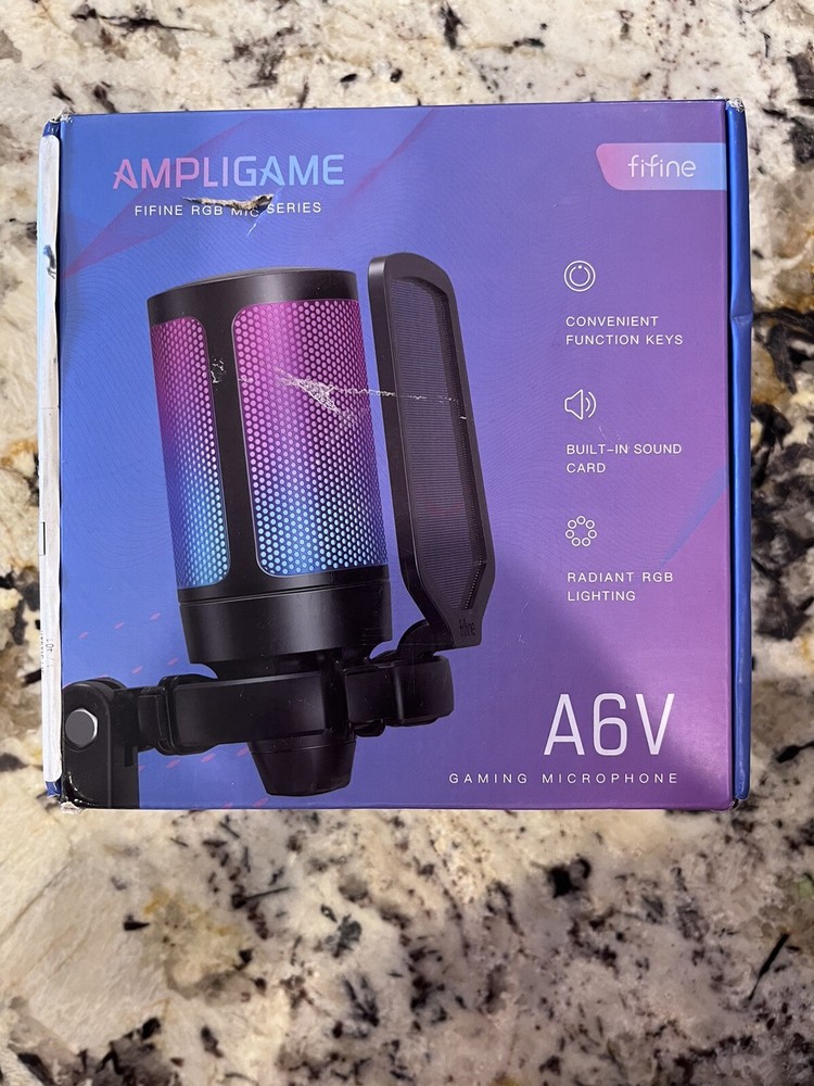 Fifine Ampligame A6V USB Gaming Microphone- Streaming, Plug and Play, Pop Filter