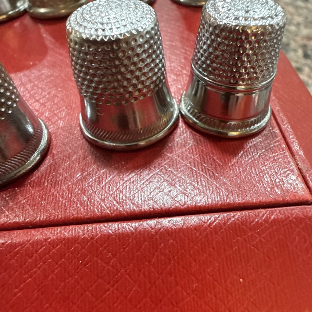 12 Vtg Sewing Thimbles Various Sizes Metal Brass