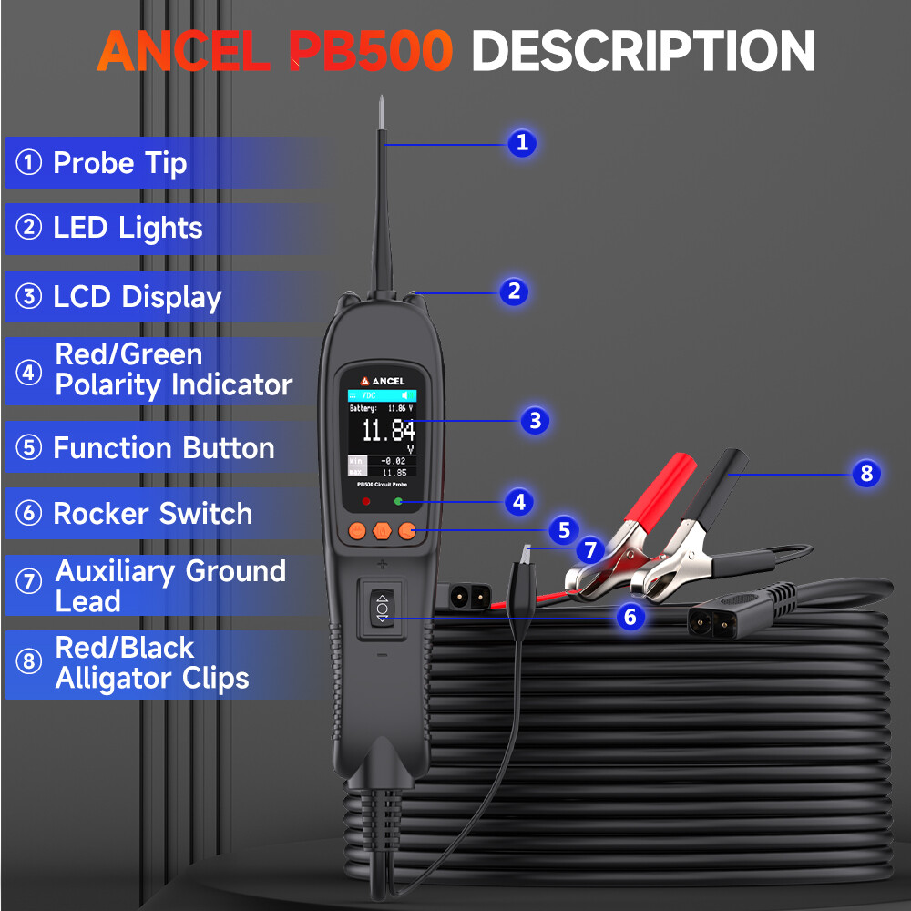 Ancel PB500 12V&24V PowerScan Circuit Electrical Power Tester Scanner Tool