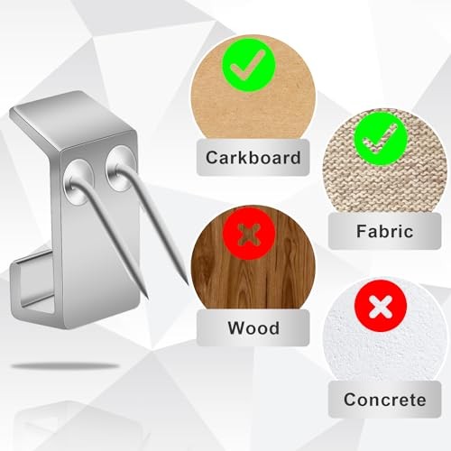 10pcs Cubicle Hooks, Metal Push Pin Hooks Fabric Panel Wall Hooks Silver