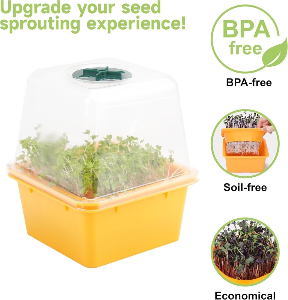 4 Pcs Microgreen Growing Tray & Sprouting Tray, Reusable BPA Free Seed Sprouting