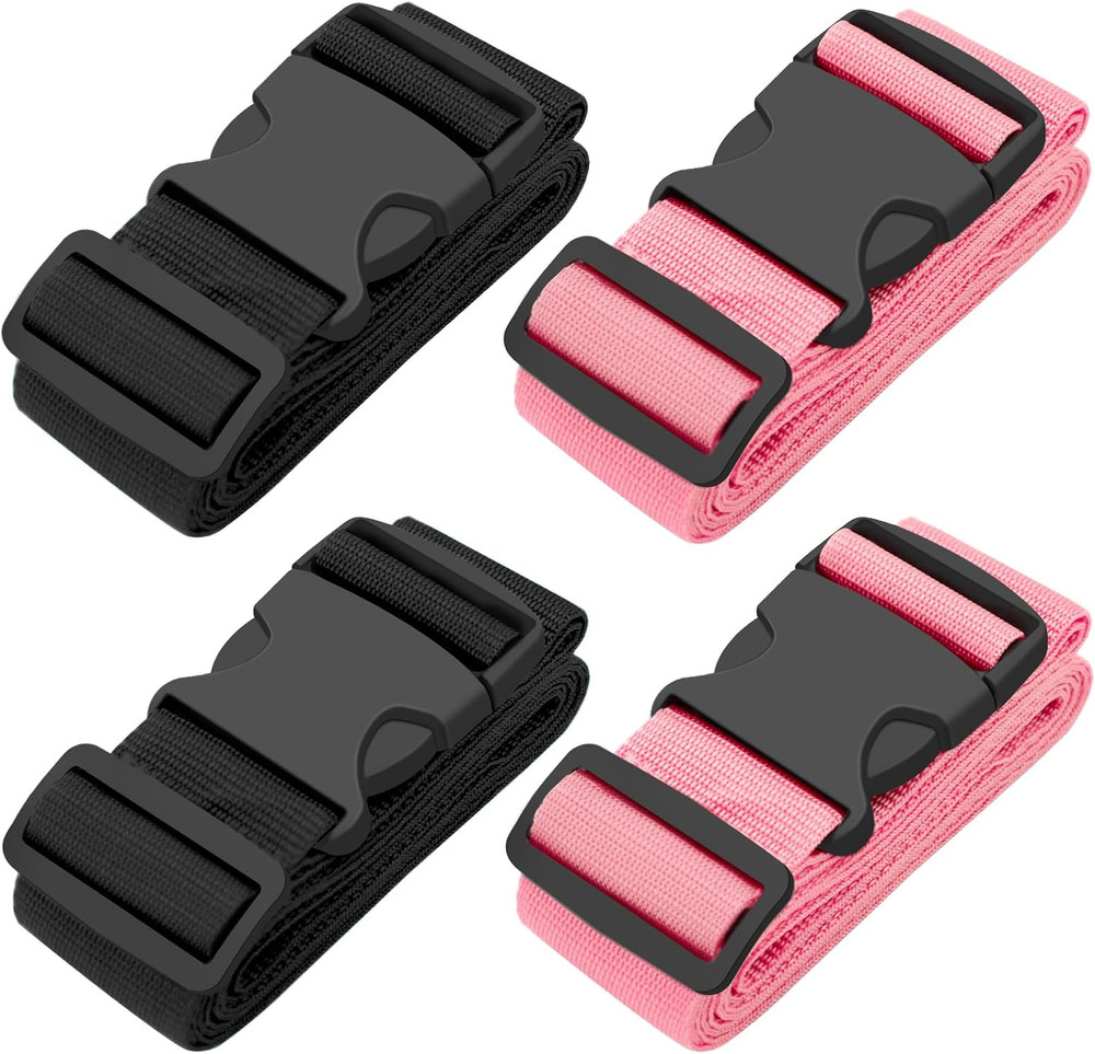 4 Pack Luggage Straps 79" Long Belts Keep Suitcase Secure While Traveling, TSA A