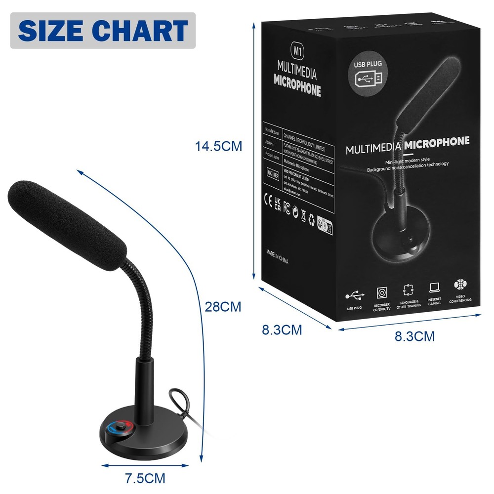 USB Computer Microphone RGB Breathing Light 1.5m Cable Plug Play Desktop
