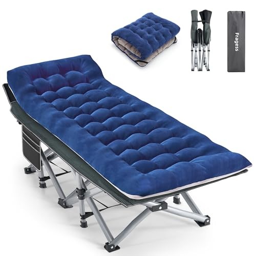 Camping Cot, Sleeping Cots, Portable Camping cots with Cushion, Pillow Blue