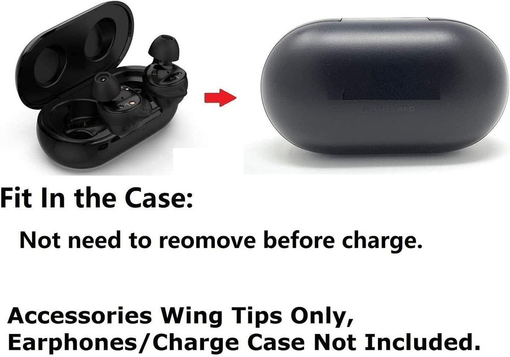 Replacement for Samsung Galaxy Bud+ Plus Ear Tips Wing 12 PCS Black