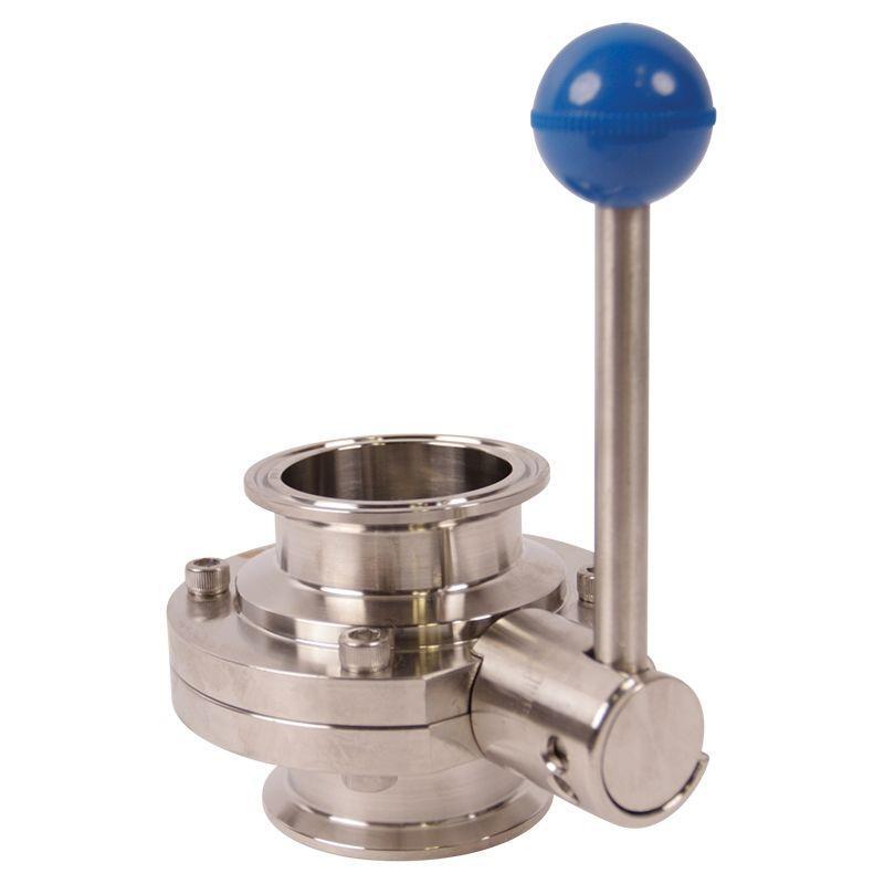 Sanitary Butterfly Valve | Tri Clamp 2 inch Pull Handle/EPDM Seat (2 Pack)
