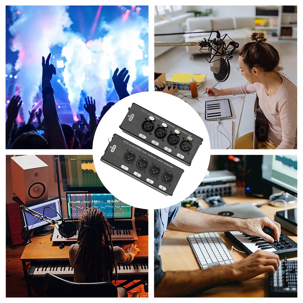 2Pcs 4 Channel Audio Network XLR Male Female to Single Ethercon Cable Extender