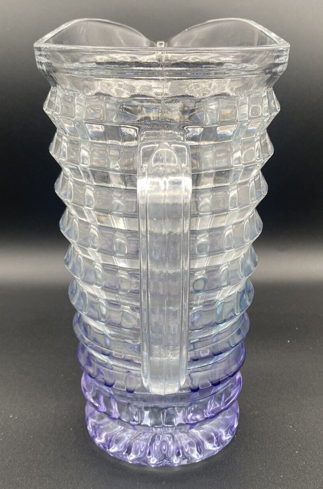 60's Iridescent Crystal Pitcher Heavy vintage
