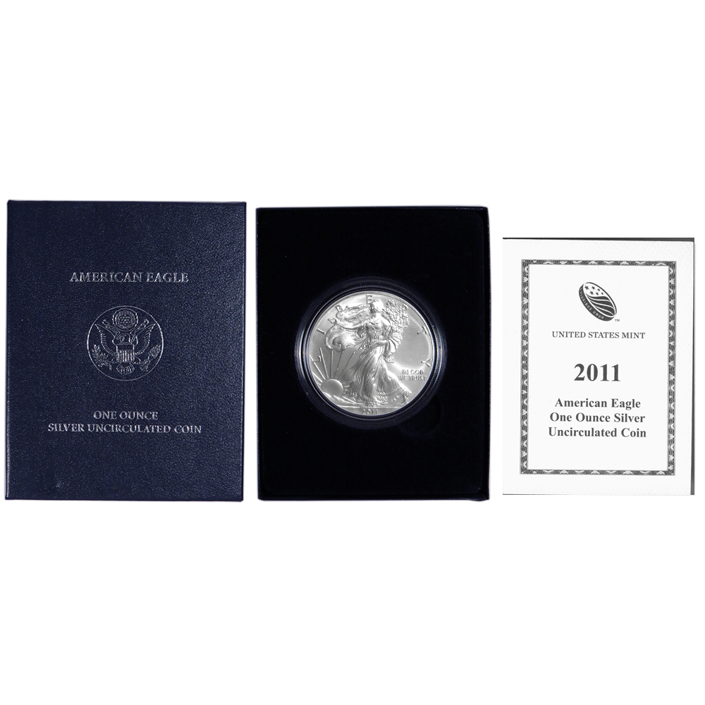 2011-W Burnished $1 American Silver Eagle Box, OGP & COA