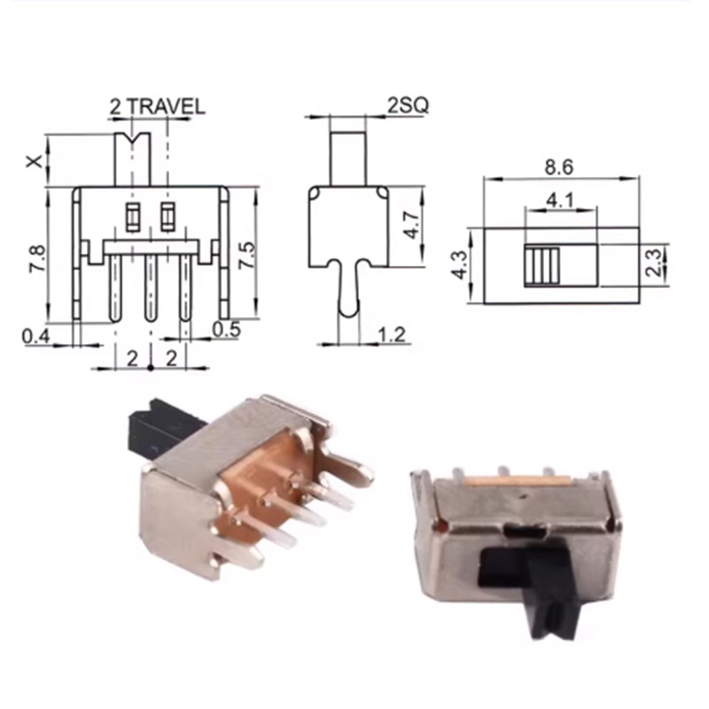 SS12D07V G4 2 Position SPDT 1P2T 3 Pin PCB Panel Mini Vertical Slide Switch