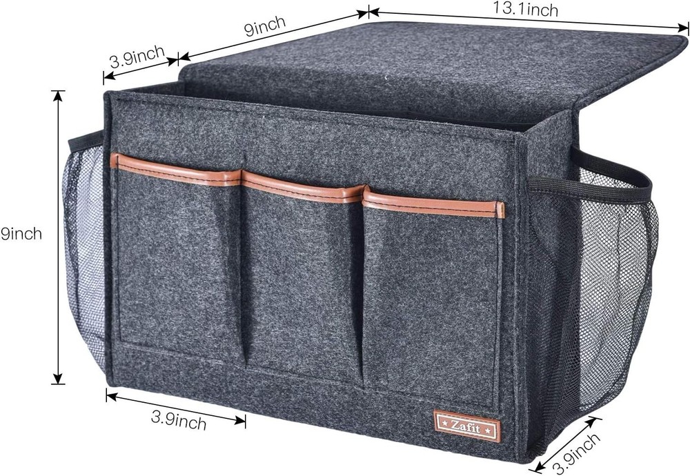 Felt Bedside Organizer for Magazines, Phone - Grey