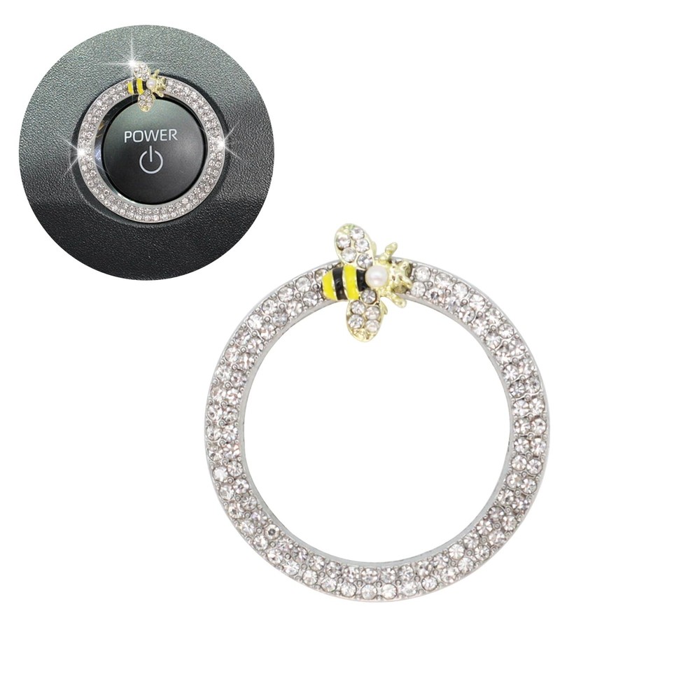 Bee Car Accessories Engine Start Button Decoration Ring Silver Silver Ring